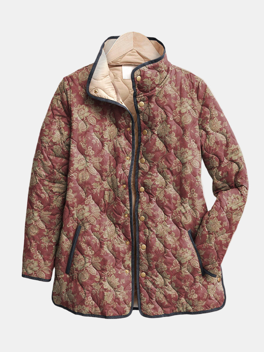 Rhonda | Burgundy Damask Floral Jacket