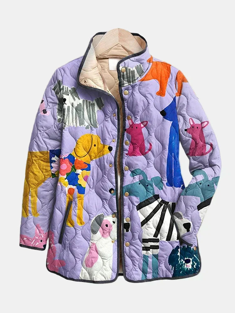 Judith | Lilac Dog Print Quilted Jacket