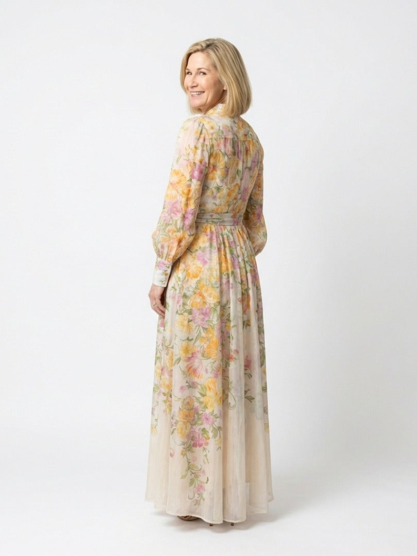 The Cressida Floral Sheer Long Sleeve Maxi Dress