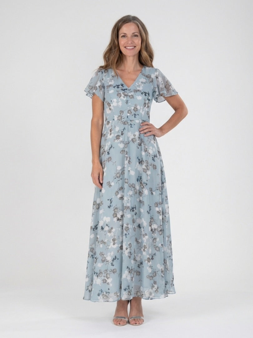 The Ismeria Floral Chiffon Maxi Dress