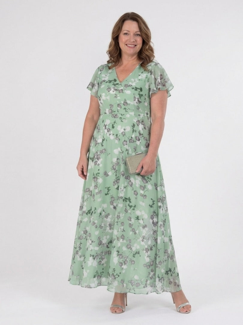 The Ismeria Floral Chiffon Maxi Dress