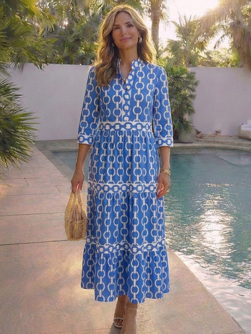 The Ysolde Geometric Print Midi Dress