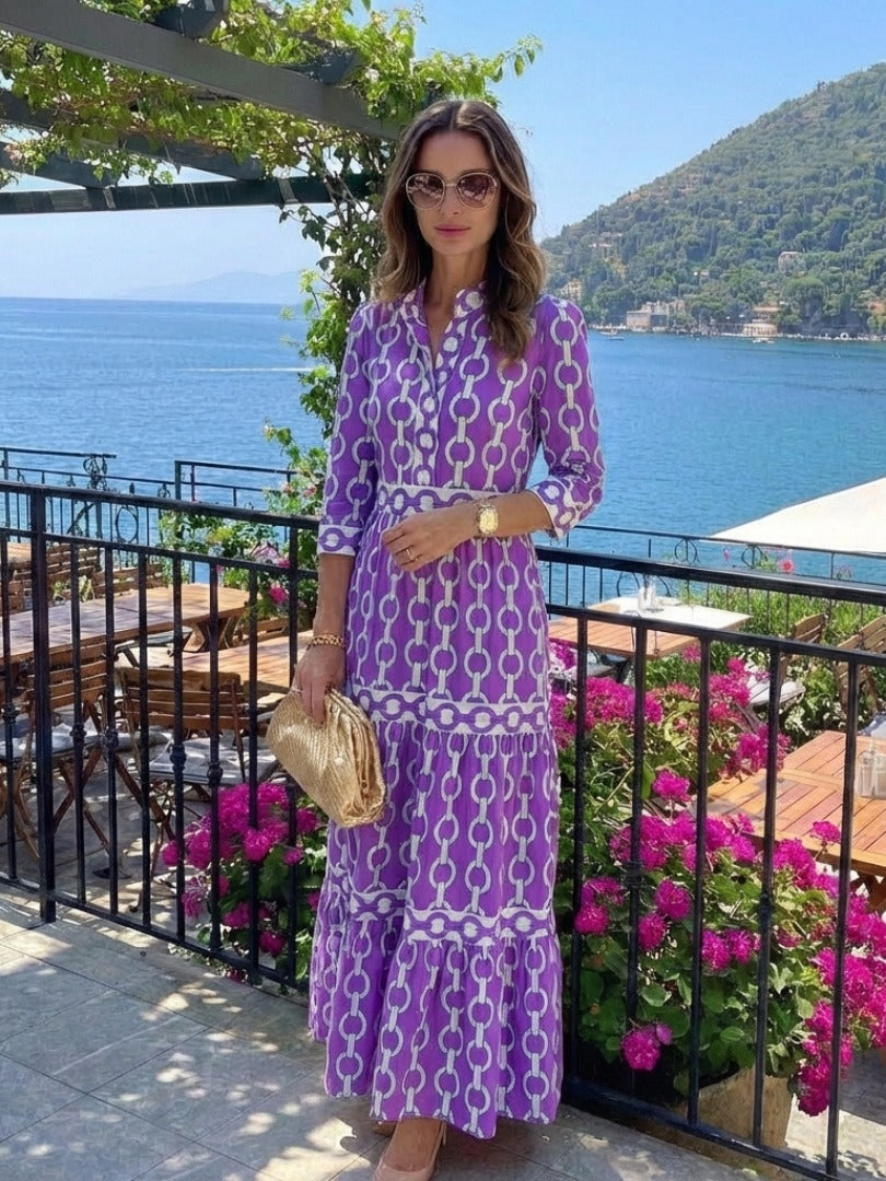 The Ysolde Geometric Print Midi Dress