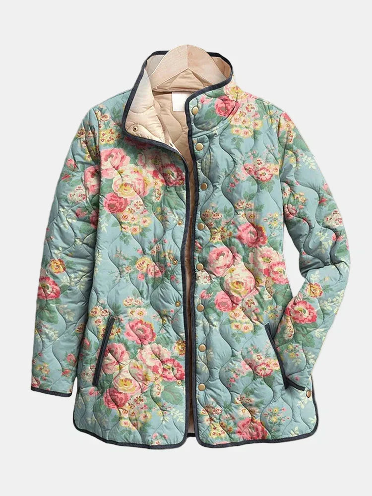 Wendy | Sage Rose Print Quilted Jacket