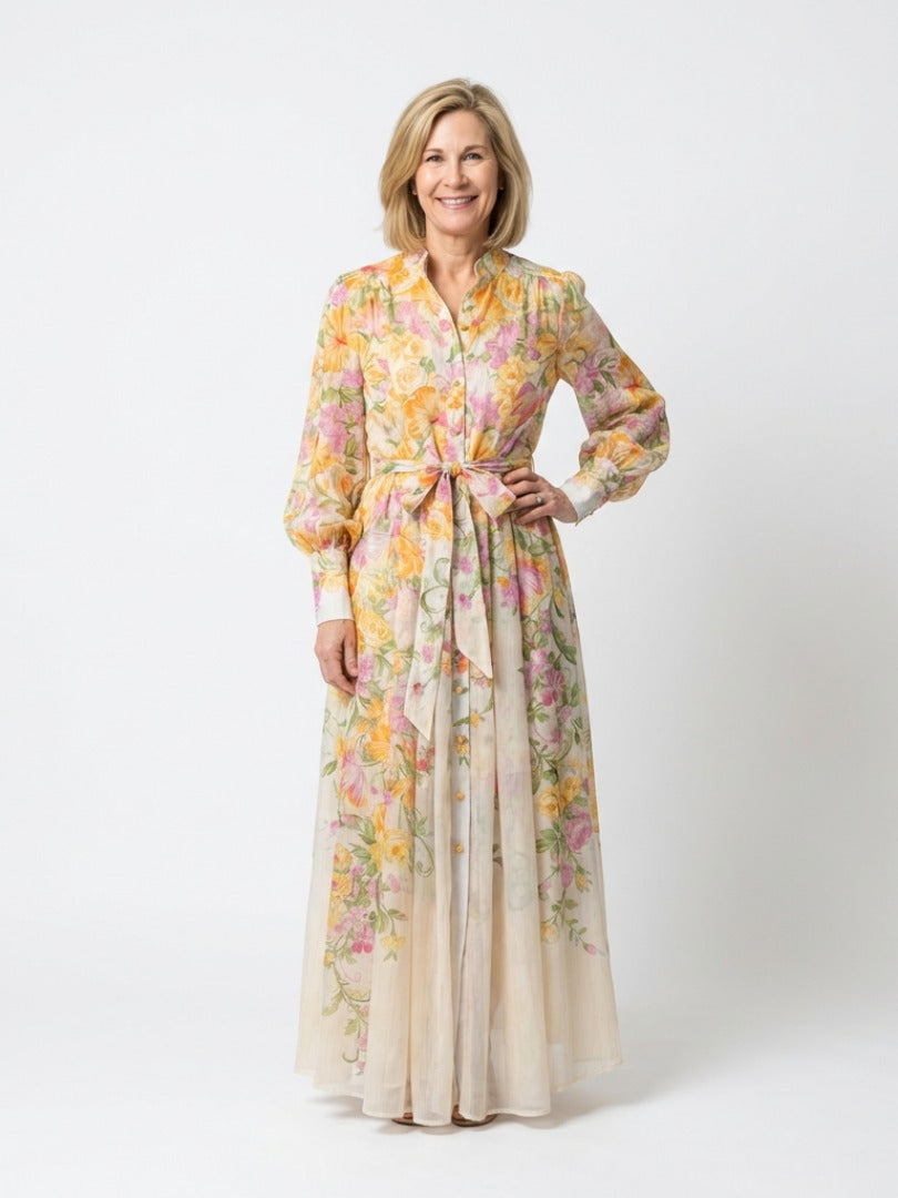 The Cressida Floral Sheer Long Sleeve Maxi Dress