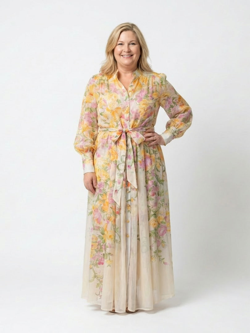 The Cressida Floral Sheer Long Sleeve Maxi Dress