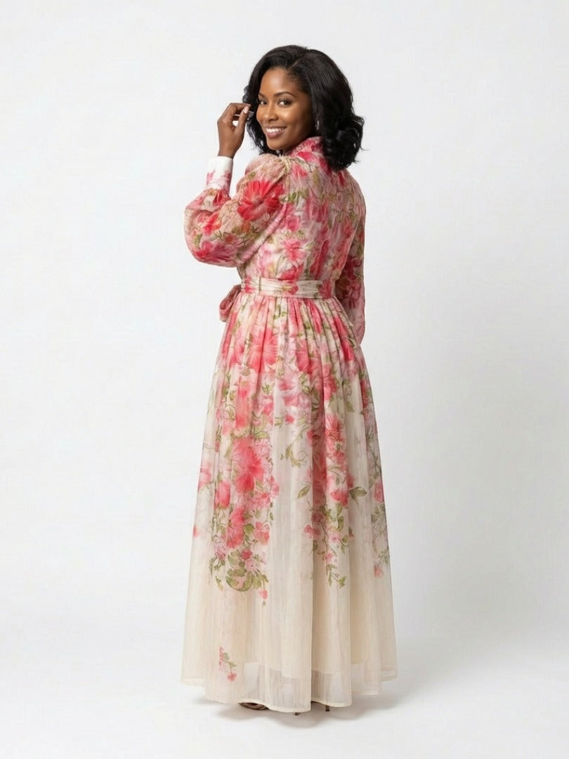 The Cressida Floral Sheer Long Sleeve Maxi Dress