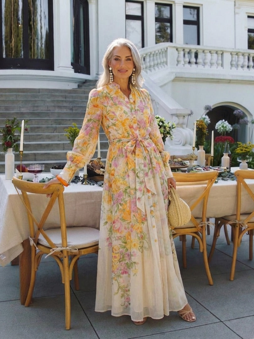 The Cressida Floral Sheer Long Sleeve Maxi Dress