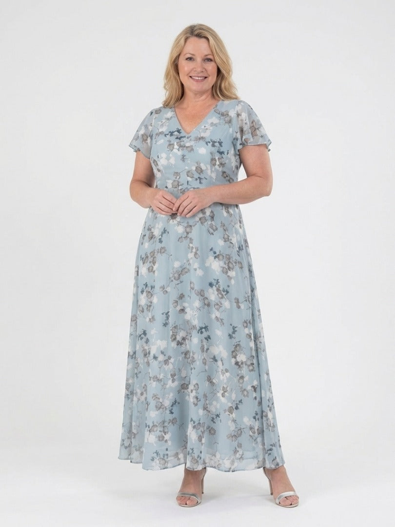 The Ismeria Floral Chiffon Maxi Dress
