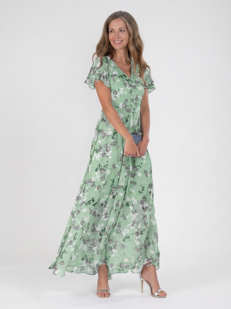 The Ismeria Floral Chiffon Maxi Dress