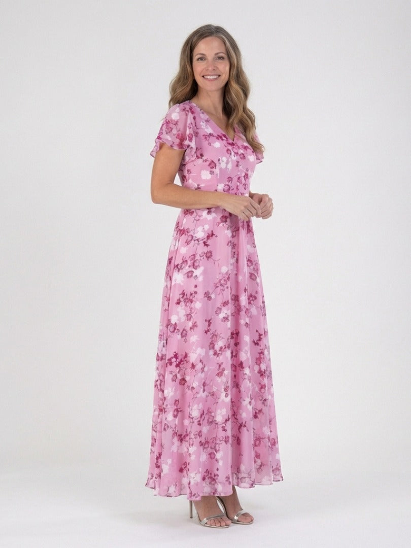 The Ismeria Floral Chiffon Maxi Dress