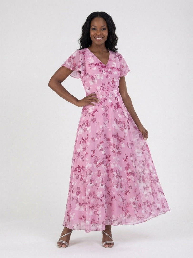 The Ismeria Floral Chiffon Maxi Dress