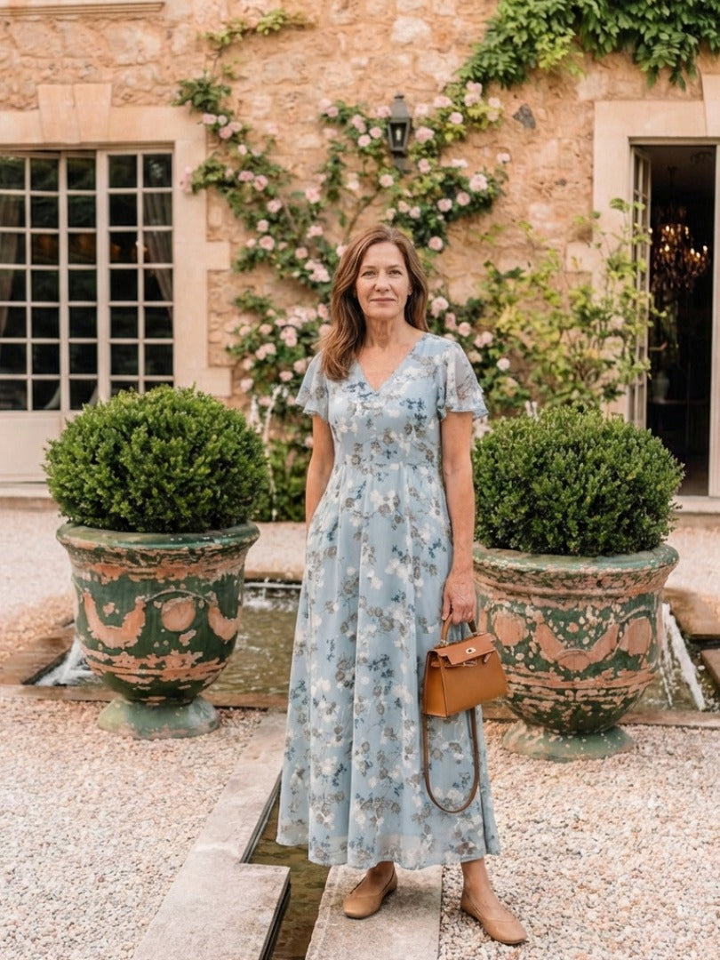 The Ismeria Floral Chiffon Maxi Dress