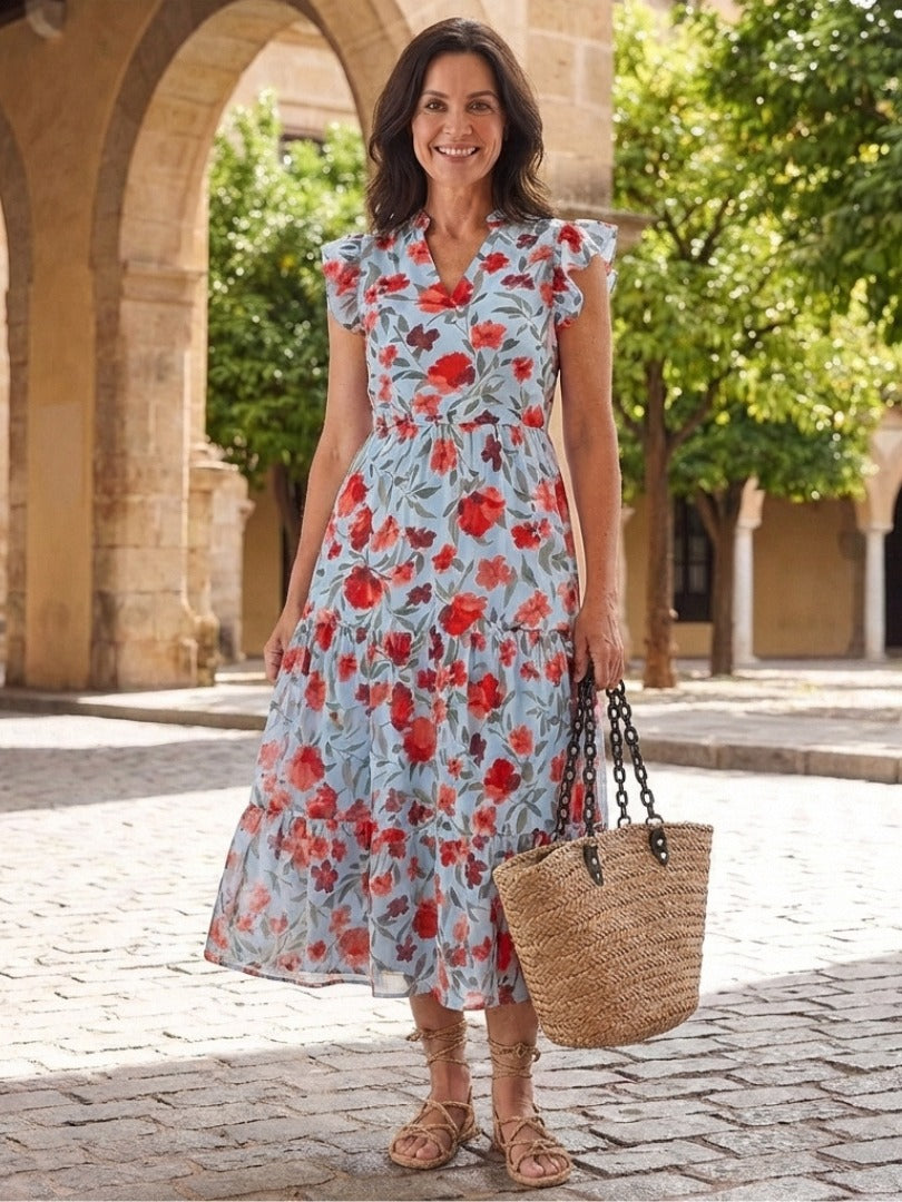 The Lila Floral Tiered Midi Dress