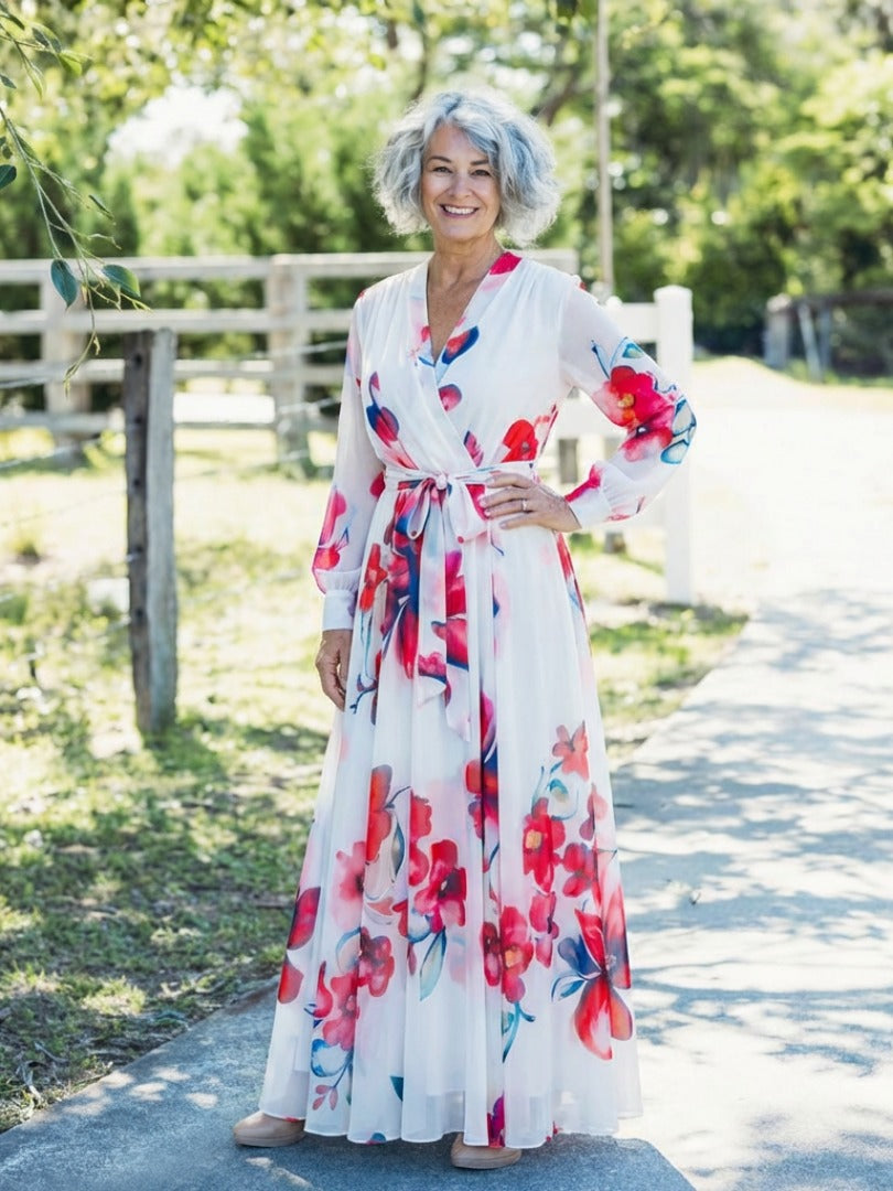 The Lillian Floral Wrap Maxi Dress