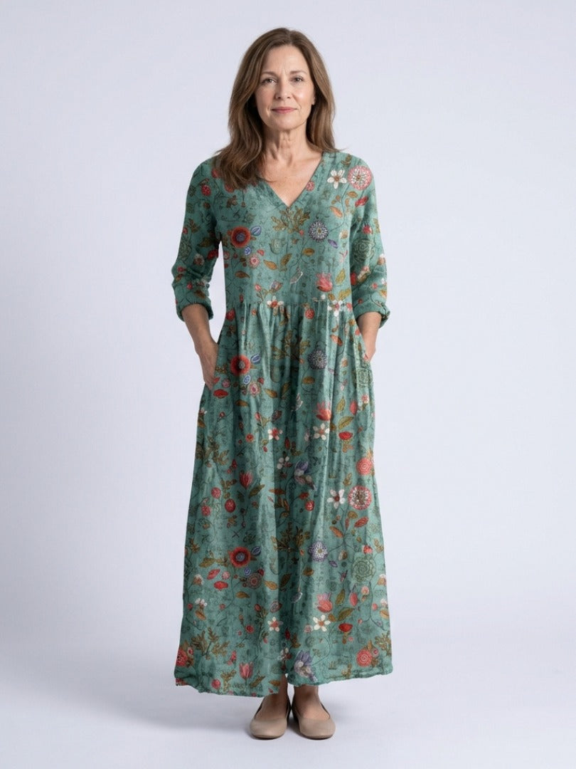 The Marina Floral V-Neck Maxi Dress