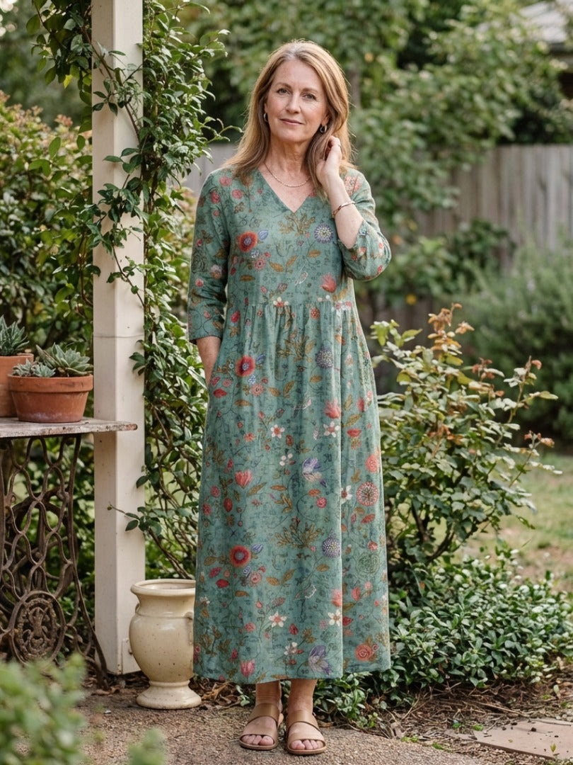 The Marina Floral V-Neck Maxi Dress