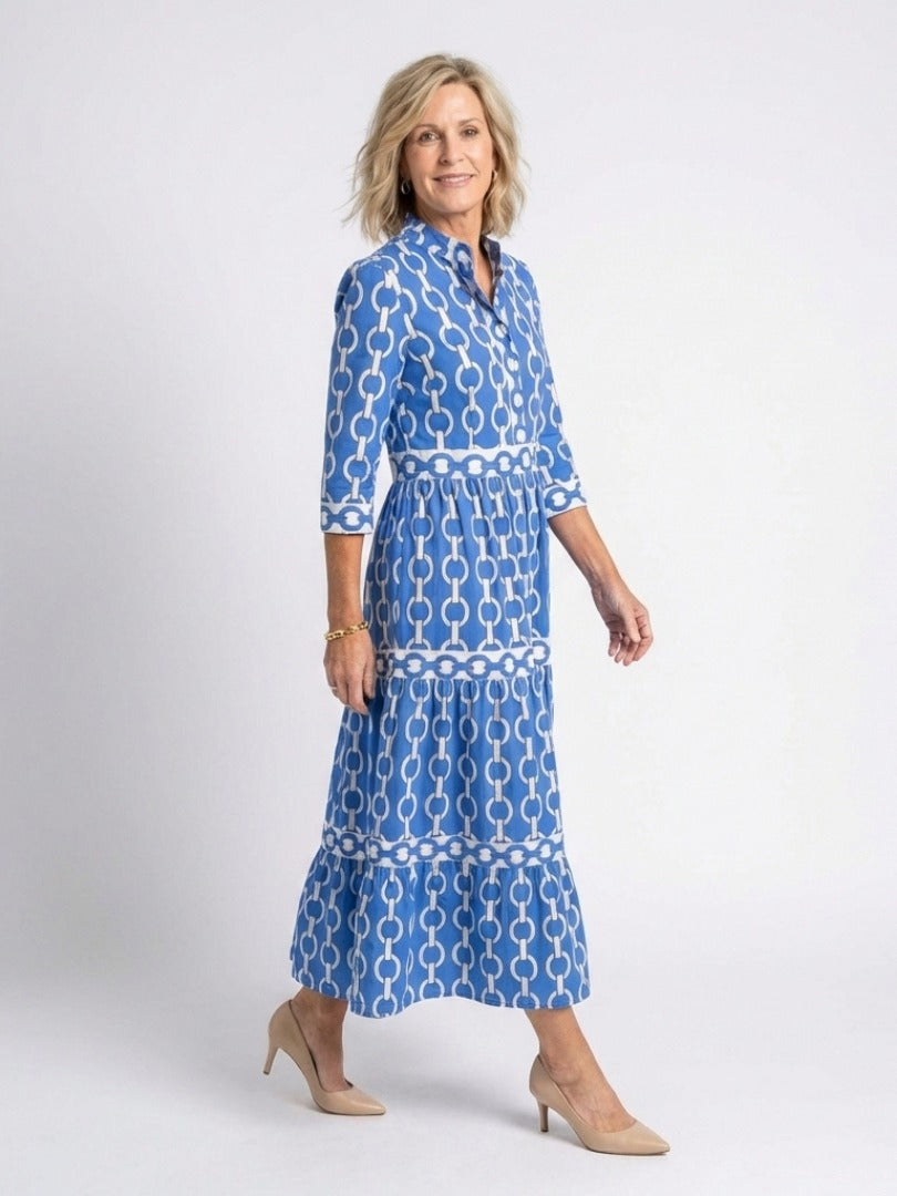 The Ysolde Geometric Print Midi Dress