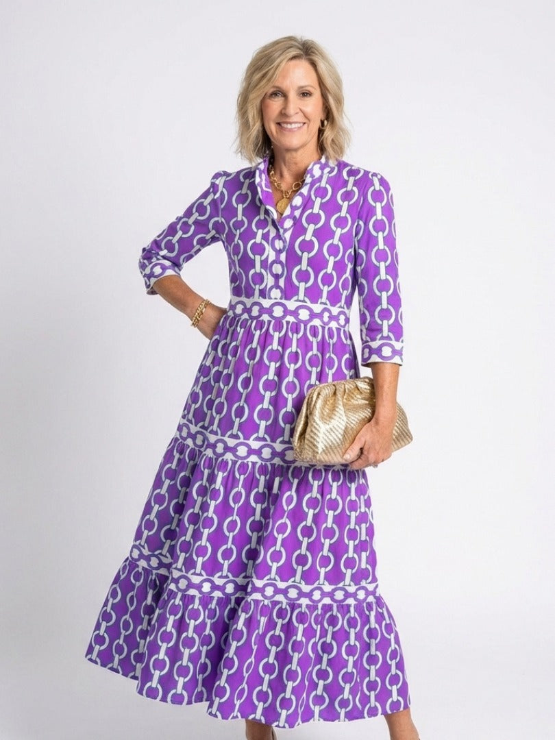 The Ysolde Geometric Print Midi Dress